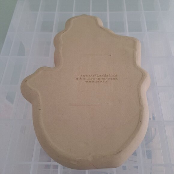 VINTAGE 1994 SUPERSTONE SNOWMAN STONEWARE COOKIE MOLD BY SASSAFRAS - Picture 2 of 3